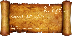 Kaposi Árpád névjegykártya