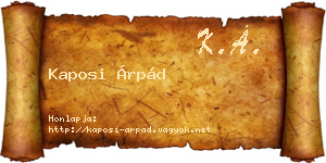 Kaposi Árpád névjegykártya