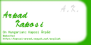 arpad kaposi business card