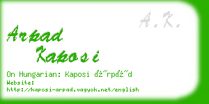 arpad kaposi business card